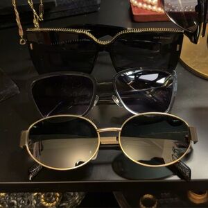 True Religion Gold and Black Sunglasses